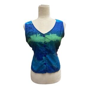 Blue and Green Sleeveless Top